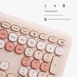 Teclado Ergonómico Retro Tipo Máquina de <span class=keywords><strong>Escribir</strong></span>, Teclado de Membrana Silencioso Inalámbrico con Teclas Redondas, Juego de Teclado y Ratón Inalámbricos de 2.4GHz - Product Image 2