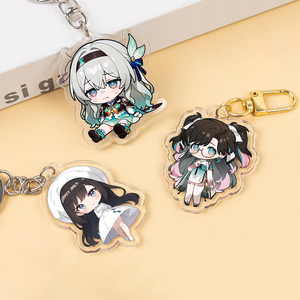 Cute Custom Cartoon <strong>Acrylic</strong> Personalized Plastic Key Chain Wristlet Ring rainbow <strong>Sublimation</strong> Keychain Charms Double Printing - Product Image 3