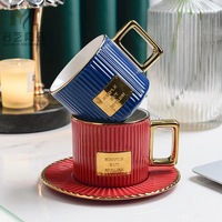 Ensemble tasse et soucoupe à café en céramique émaillée couleur nouveau design, tasse et assiette à latte cappuccino britannique délicat pour le bureau