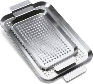 Vassoio per Barbecue in Acciaio Inox Personalizzabile / Teglia per Grigliare per Griglie Esterne con Fori e Manici Colore e Dimensioni Personalizzabili - Product Image 1