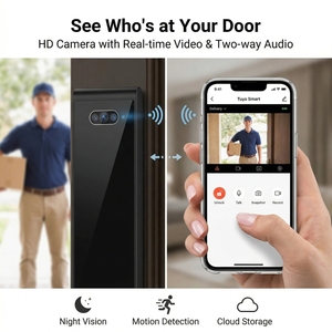 <span class=keywords><strong>Serratura</strong></span> Intelligente WiFi Tuya con Riconoscimento Impronte Digitali, <span class=keywords><strong>Serratura</strong></span> di Sicurezza Digitale Ttlock con Telecamera Cateye per Porte in Legno e Metallo - Product Image 2