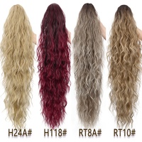 Perruque à clipser transfrontalière avec pince à cheveux, queue de cheval, tresses africaines, boucles longues ondulées, style volumineux et dégradé, texture ondulée effet eau, cheveux Remy européens