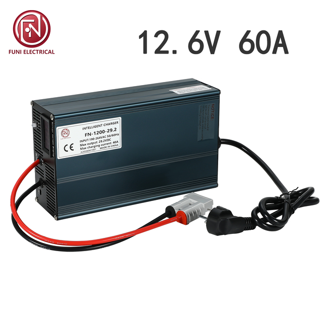 FUNELEC FN-1200W High Power Smart 12.6V60A 1200W 220V Input Lithium Ion Battery Charger for 3S Li-ion Battery Pack Electric Cars