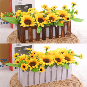 Bouquets de tournesols artificiels Stupid Bird, fleurs en soie pour la décoration intérieure et extérieure, clôtures de jardin et jardinières - Product Image 3