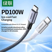 Câble USB-C double tête UGREEN US316 pour iPhone 15/16, charge rapide PD100W, style tressé