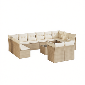 Ensemble de canapés de jardin en rotin beige, 13 pièces, meubles d'extérieur avec pieds réglables, résistant aux intempéries, durable, design contemporain - Product Image 1