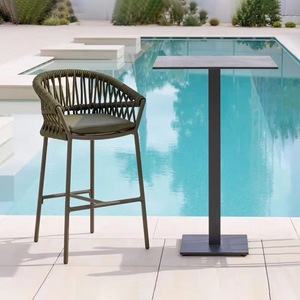 Nordic Rope Rattan aluminum Waterproof Dinning <b>Chair</b> Patio Restaurant Aluminium Stackable Outdoor bar <b>Chair</b> for Garden hotel - Product Image 2