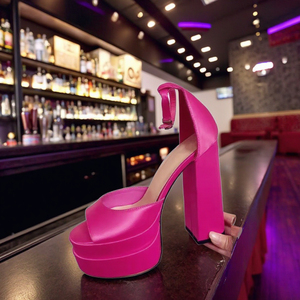 Summer New High <b>Heel</b> Women's Sandals Hate High Thick Bottom One Word Buckle Strap for Sexy <b>Dance</b> - Product Image 6