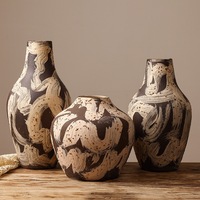 Ensemble de vases en céramique peints à la main RYLAVA, vases en poterie texturée rustique pour la décoration de la maison, arrangement de fleurs séchées