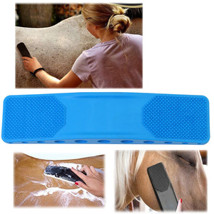 Brosse de toilettage pour chevaux, outil de massage en silicone pour le bain, pour l'entretien des chevaux, bleu - Product Image 4
