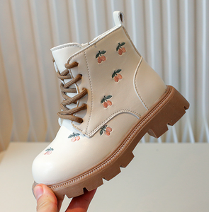 Nouvelles bottes courtes en cuir pour filles, style britannique, décontractées, brodées, anti-dérapantes - Product Image 5