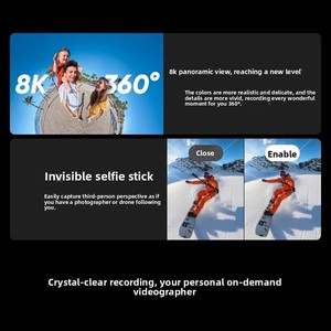 กล้องถ่ายภาพพาโนรามา <span class=keywords><strong>YI</strong></span> Insta360 X5 8K สำหรับกีฬา ถ่ายวิดีโอ 360 องศา VR ปั่นจักรยาน ดำน้ำ บันทึกภาพ ป้องกันการสั่นไหว - Product Image 4