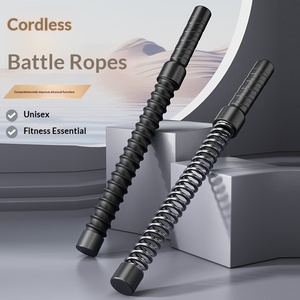 Corde <span class=keywords><strong>de</strong></span> combat professionnelle 2-en-1 sans fil, bâton d'entraînement <span class=keywords><strong>de</strong></span> gym intégré, durable et portable en acier inoxydable - Product Image 3