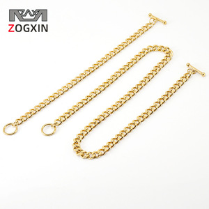 Zogxin Cuban Chain Bracelet Necklace 18K Gold Plated Zinc Alloy OT Buckle Men's Jewelry Fashion Chain Gift - Product Image 1
