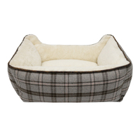 Lit pour chien rectangulaire de luxe en tissu sherpa à motifs de fruits, personnalisé, écologique, teint en fil, lavable en machine – Offre Spéciale
