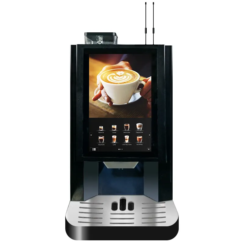 Máquina de venda automática de café com tela de toque multifuncional inteligente elétrica de alta qualidade por atacado com moedor de feijão