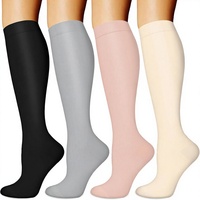 Chaussettes de compression longues en nylon pour femmes, chaussettes de compression solides pour femmes enceintes et infirmières