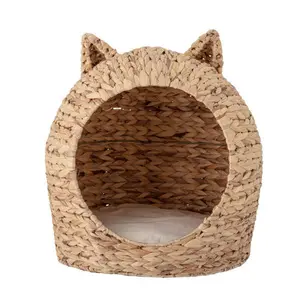 Handwoven Pet Supplies Water Hyacinth Pet House Seagrass Ped Bed Basket for Dogs Cats best price