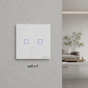 Prix bas pour interrupteur intelligent WiFi <span class=keywords><strong>T2</strong></span> 2 voies, panneau tactile en verre EU IP41 220V, fil neutre, compatible Alexa Google Home - Product Image 1