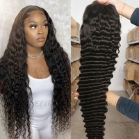 Peluca frontal de encaje HD 13x6 con ondas profundas, cabello brasileño, densidad 180% 250%, sin pegamento, pelucas de cabello humano virgen HD completo para mujeres afroamericanas