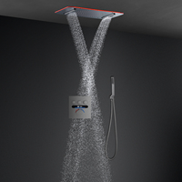 Pommeau de douche thermostatique intelligent à LED avec effet pluie et cascade pour salle de bain