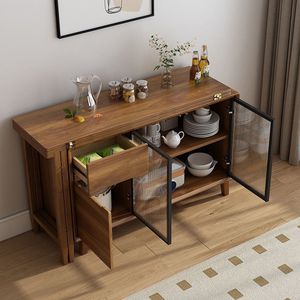 <b>Folding</b> <b>Dining</b> <b>Table</b> And Sideboard Integrated <b>Modern</b> Chinese Style Extendable Kitchen Living Room Furniture - Product Image 4