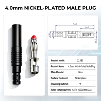 Connecteur banane de sécurité 4,0 mm - Accessoire de prise isolée en cuivre pur nickelé pour équipement de test