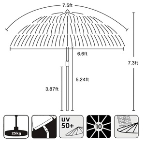 Heavy Duty Manual Iron <b>Frame</b> Commercial Windproof Beach Patio Umbrella 360 <b>Degree</b> Rotation Crank Lift Travel Outdoor Garden - Product Image 3