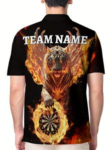 חולצת פולו סובלימציה polo: שם מותאם אישית & להבה-עיצוב חץ טיגריס מכונף עיצוב בסגנון נועז - Product Image 5
