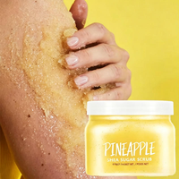 Collection de gommages exfoliants au sucre 300g avec pastèque, pêche, rose, ananas, noix de coco pour une peau plus lisse et éclatante, marque privée