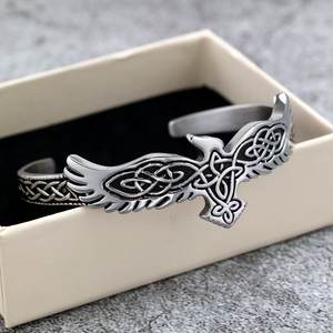 Nordic Raven <b>Cuff</b> <b>Bracelet</b> Tibetan <b>Silver</b> Unisex Jewelry Gift Fashion Bangle - Product Image 1