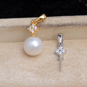 Pendentif en argent 925 en forme de diamant, accessoire DIY simple, 8-10 perles lâches, bijoux, produit semi-fini vide, 5862 - Product Image 1