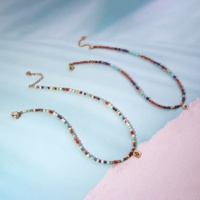 Collier pendentif en pierre naturelle classique de Style français avec perles en acier titane Lapis Lazuli bijoux de tour de cou pull