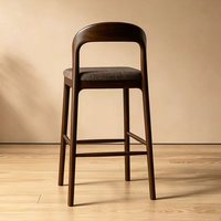Chaise de bar haute en bois massif et tissu, style nordique, moderne et simple, pour réception, fauteuil de cuisine de luxe stable