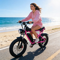 Bicicleta Eléctrica Rosa para Montaña, 48v 20ah, Frenos de Disco, Fatbike, Bicicleta Eléctrica Rápida, Bicicleta Eléctrica Urbana Híbrida para Mujeres y Niñas