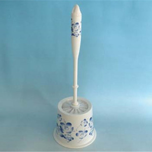 blue and white flower pattern Toilet Bowl Cleaning <strong>Brush</strong> and Caddy Set - Product Image 1