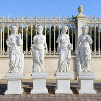 Statue de Dame Grandeur Nature en Marbre Blanc Poli, Design Européen, Personnalisable, Sculpture Quatre Saisons, Durable, Faite à la Main, pour Jardin et Villa