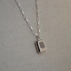 Collana MECYLIFE medaglione in argento a strati collana a catena spessa collana ciondolo a catena rettangolare personalizzato il tuo nome - Product Image 3