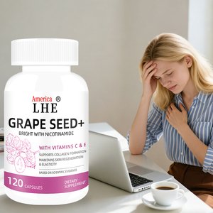 ผู้ผลิตแคปซูลเมล็ดองุ่น OEM พร้อมสารสกัดนิโคตินาไมด์ ปราศจาก GMO ปราศจากกลูเตน ช่วยให้ผิวกระจ่างใส 120 แคปซูลเมล็ดองุ่น - Product Image 1