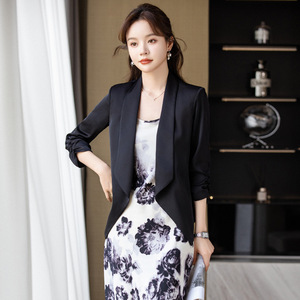 Women's Acetate Satin Blazer Slim Fit Solid Color Anti-Wrinkle Professional Outerwear Spring 2024 Style - Product Image 3