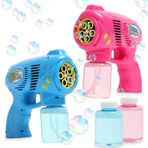 Nuova pistola a bolle per bambini giocattoli elettrici per cartoni animati macchina per pistola a bolle a cinque fori