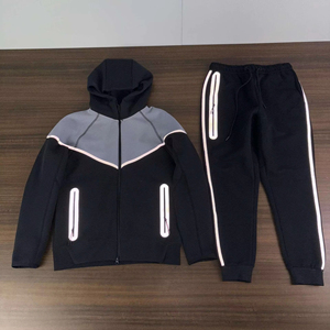 Conjunto Deportivo de Alta Calidad para <span class=keywords><strong>Hombre</strong></span>, Sudadera y Pantalones de Algodón Reflectante, Chaqueta con Cremallera y Capucha - Product Image 3