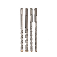 Foret SDS Plus pour marteau perforateur, à quatre cannelures, à pointe carbure, pour perçage de béton, de barres d'armature et de maçonnerie traversant les murs