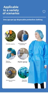 OEM Maßgefertigter Einweg-Isolationskittel Wasserdicht mit <span class=keywords><strong>Daumen</strong></span>öse Plastik-Isolationsschürze Großhandel - Product Image 4