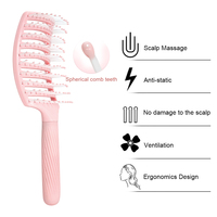Brosse à cheveux creuse avec poignée en silicone Twisted Dry pour massage humide Fonction de démêlage pour voyage ou séchage par soufflage à la mode