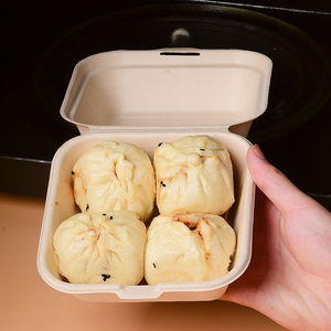 Fiambrera desechable de caña de azúcar para <span class=keywords><strong>microondas</strong></span>, papel para llevar, catering, hamburguesa, caja de comida, caja de hamburguesa biodegradable con logotipo - Product Image 6