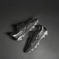 Chaussures de football et de futsal unisexes basses à lacets en cuir PU FG HG TF pour entraînement en salle