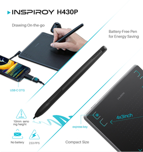 Huion H430P, bolígrafo de dibujo Digital portátil, tableta, tamaño pequeño, conexión USB, herramienta de escritura de dibujo gráfico <span class=keywords><strong>para</strong></span> accesorios de computadora - Product Image 4