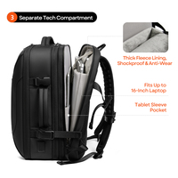 Sac à dos extensible personnalisé en Oxford durable de 11 cm avec poche cachée, port USB, sangle de poitrine, matériau résistant à l'eau, sac à dos pour ordinateur portable de 16 pouces