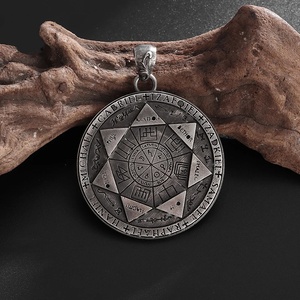 Collier unisexe avec pendentif cercle magique des sept anges, en alliage électroplaqué vintage, chaîne maille forçat, style transfrontalier Europe-Amérique - Product Image 3